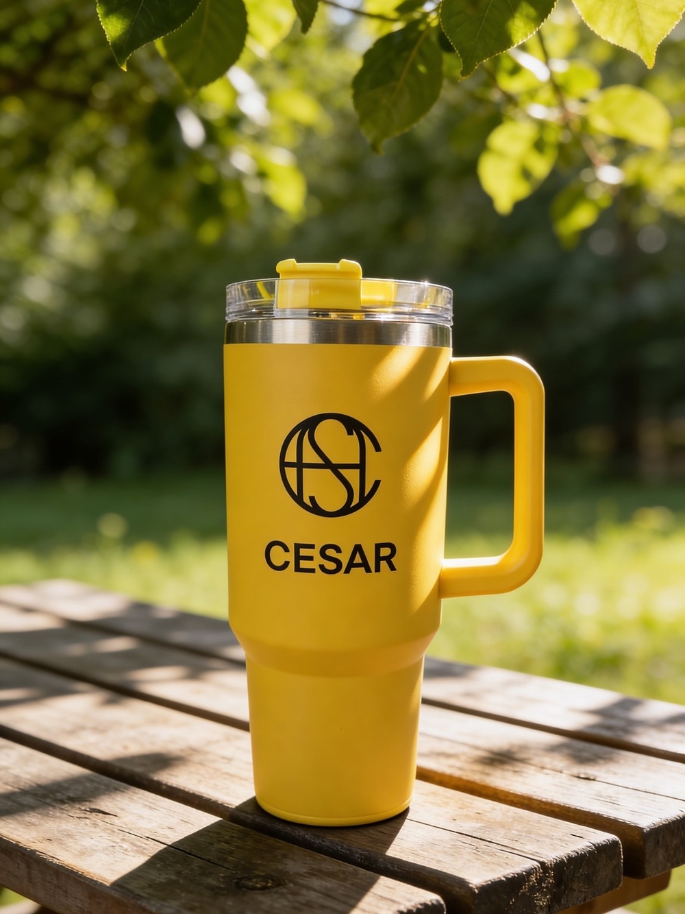 CESAR Yellow Insulated Travel Mug with Handle